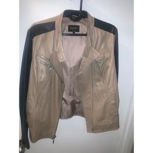 Two tone leather jacket